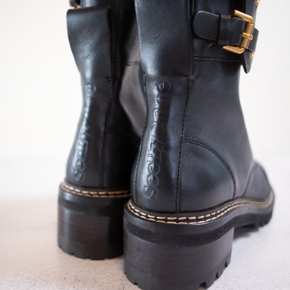 See by Chloe Mallory Leather Combat Boots - Brand New 38.5 - Picture 8 of 11